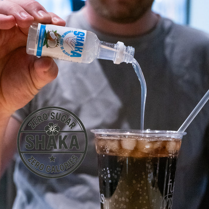 Shaka Coconut Dream poured into a restaurant drink